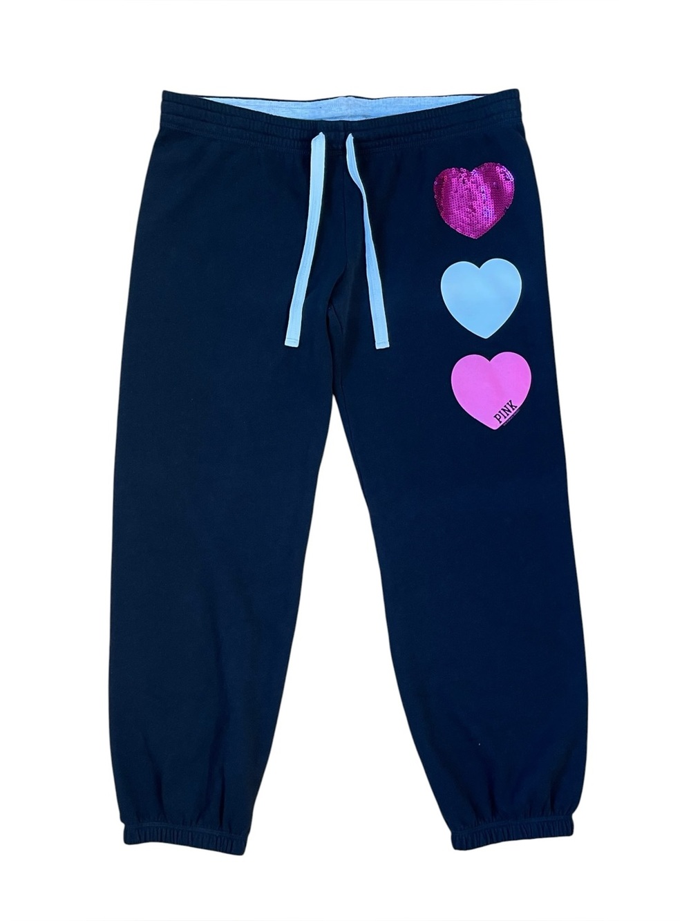 Vintage Y2K 2000s PINK Victorias Secret Joggers Sweatpants Bling Sequins Medium